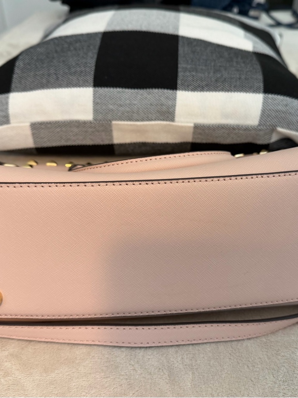 Michael Kors Blush Pink Studded Saffiano Satchel with Crossbody Strap - Picture 6 of 6